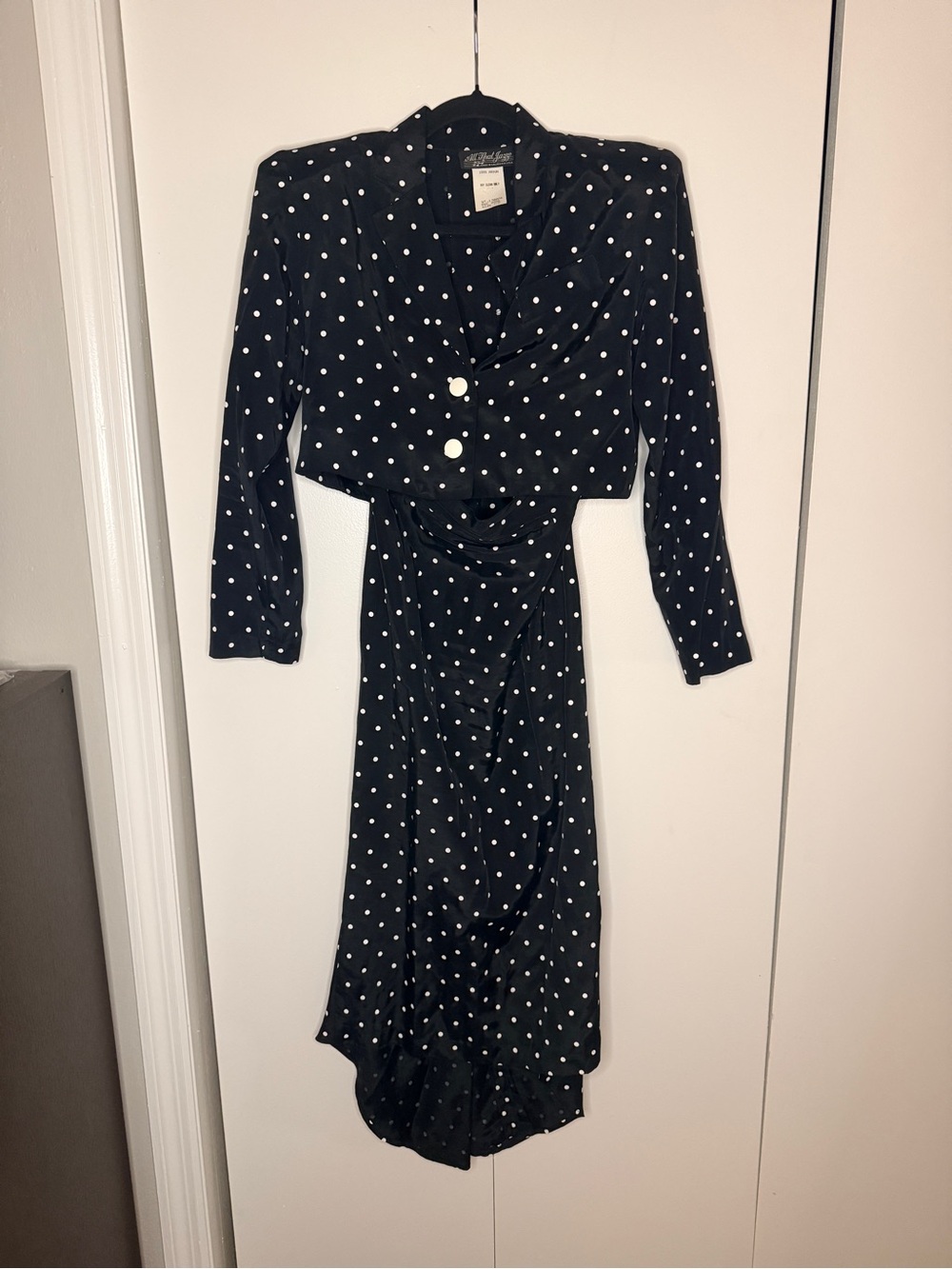 VINTAGE All That Jazz 2-Piece Black and White Polka Dot Dress